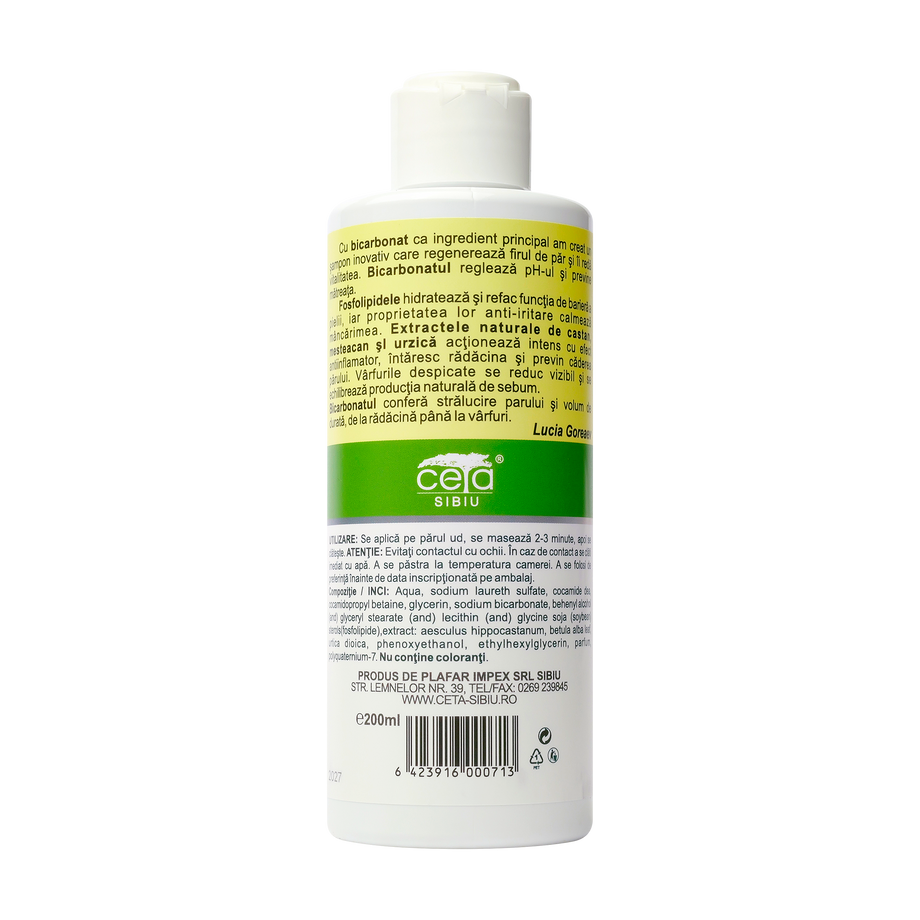 Sampon cu bicarbonat, urzica, mesteacan, castane si fosfolipide 200 ml