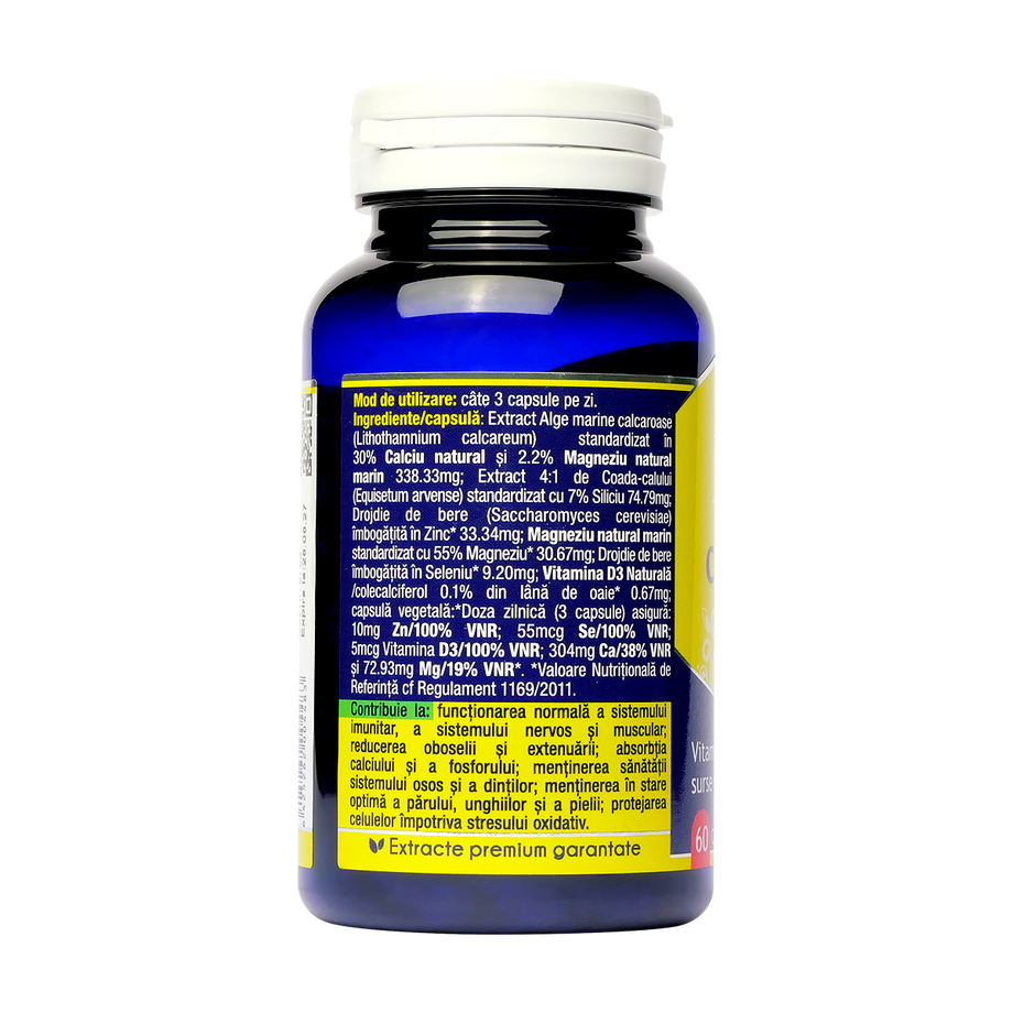 Ca + Mg + Se + Si + Zn organice cu D3 60 capsule