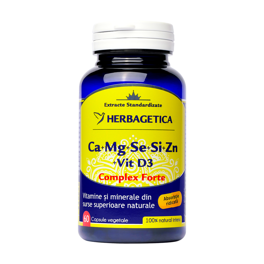 Ca + Mg + Se + Si + Zn organice cu D3 60 capsule