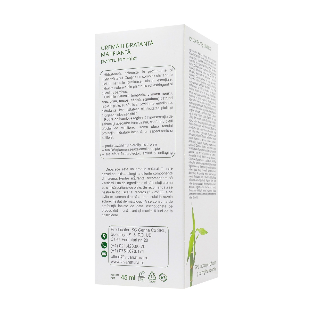 Crema fata hidratanta matifianta ten mixt 45 ml