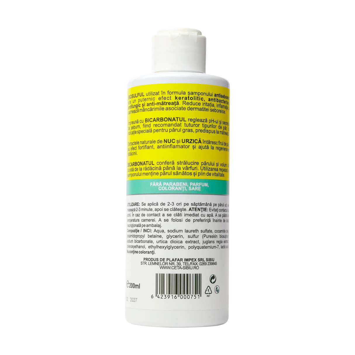 Sampon biosulf, urzica si nuc 200 ml