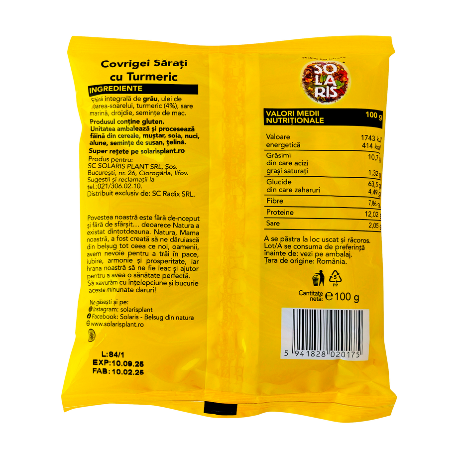 Covrigei sarati cu turmeric 100 g