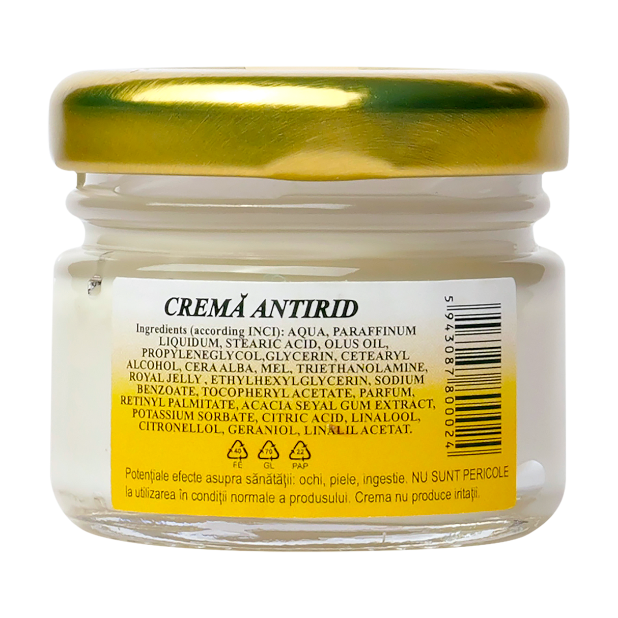 Crema antirid de zi cu miere, extract de salcam si laptisor de matca 30 ml