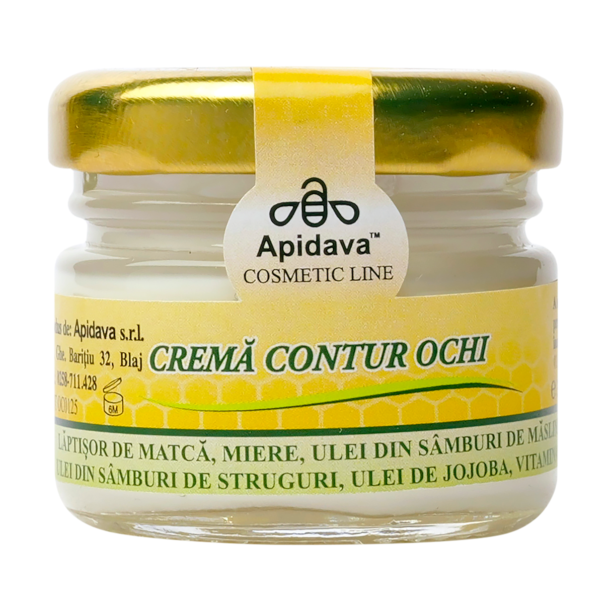 Crema contur ochi cu miere, laptisor de matca, ulei de jojoba si ulei de struguri 30 ml