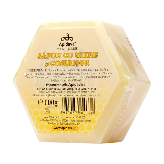 Sapun vegetal hexagonal cu miere si cimbrisor 100 g