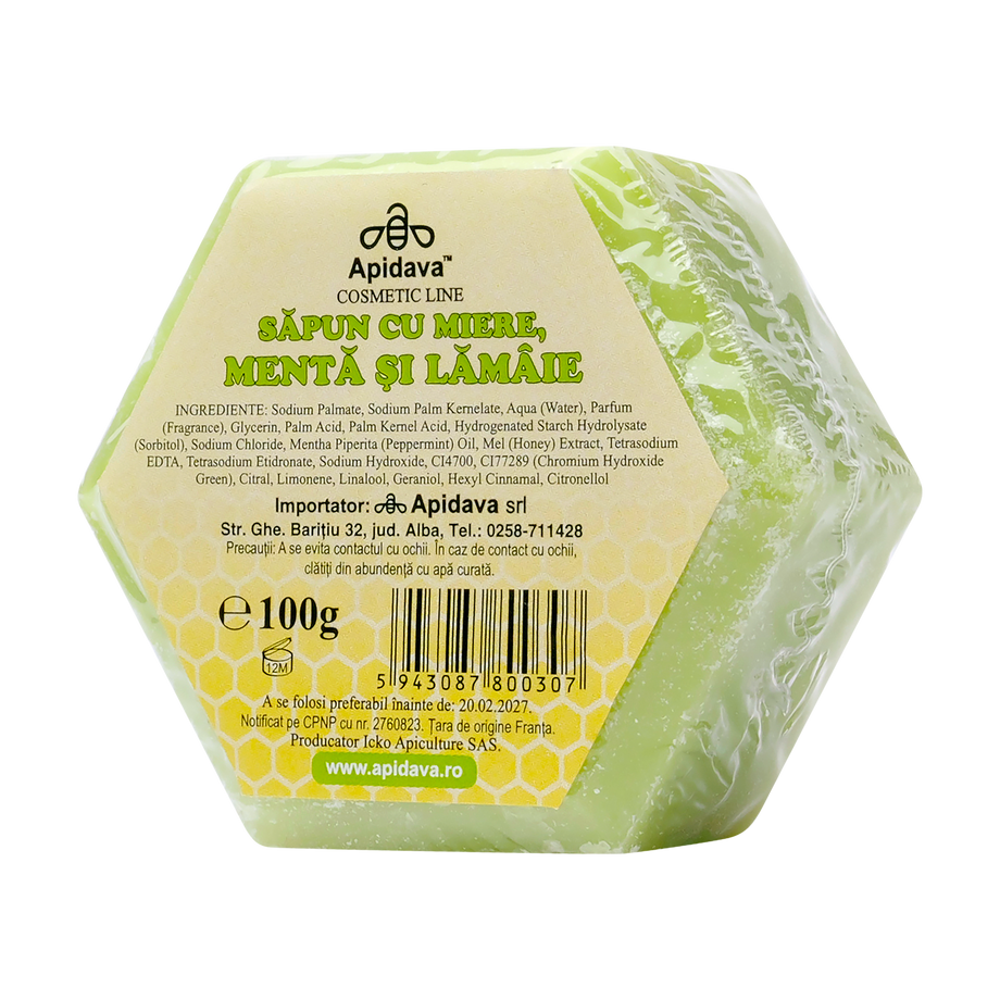 Sapun vegetal hexagonal cu menta si lamaie 100 g