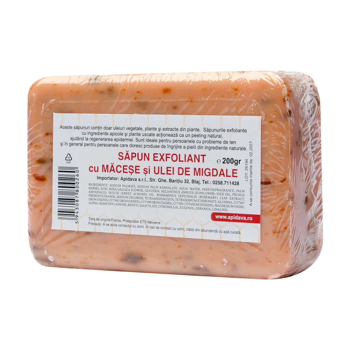 Sapun exfoliant cu macese si unt de shea 200 g
