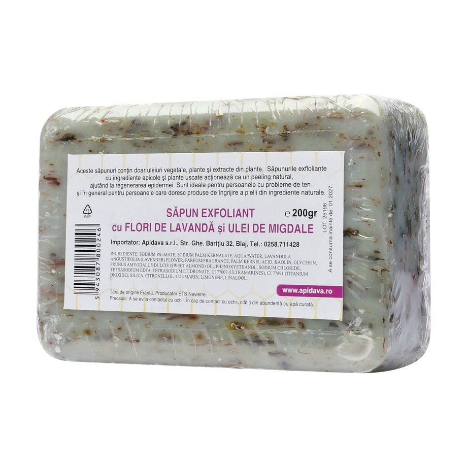 Sapun exfoliant cu flori de lavanda si unt de shea 200 g