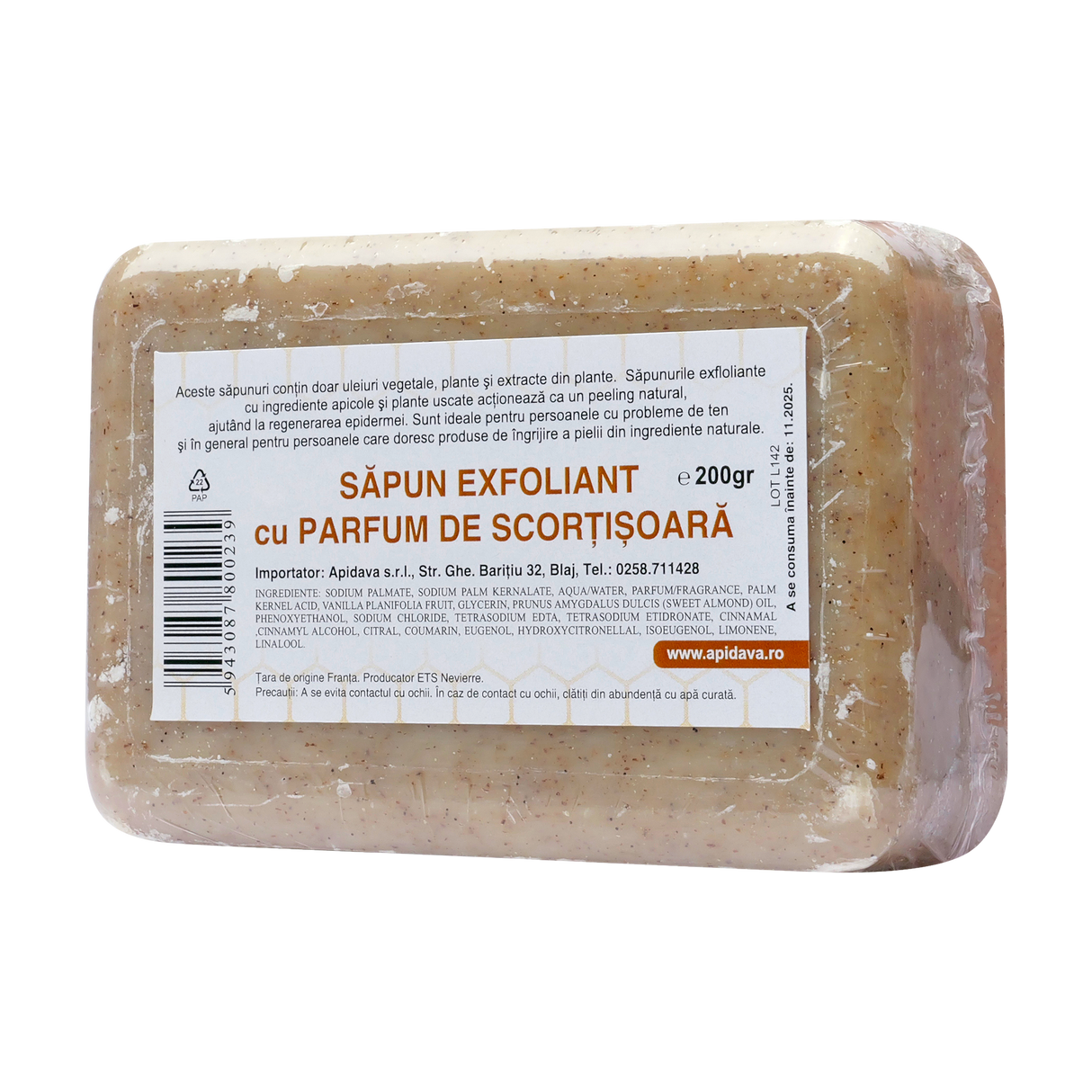 Sapun exfoliant cu scortisoara si unt de shea 200 g