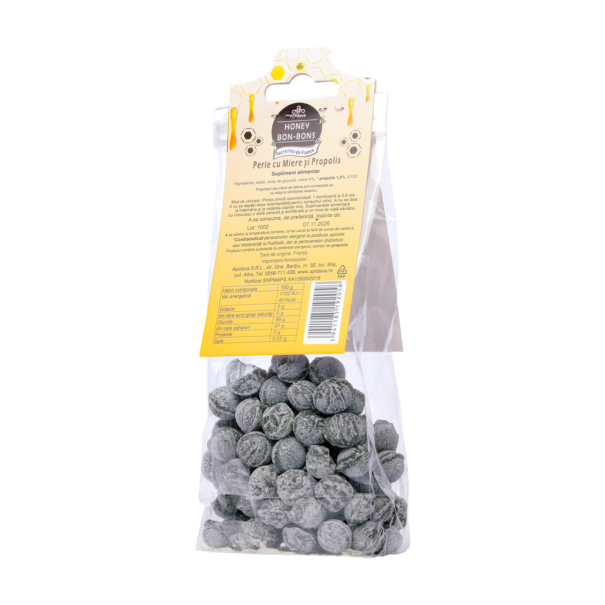 Bomboane perle cu miere si propolis 100 g