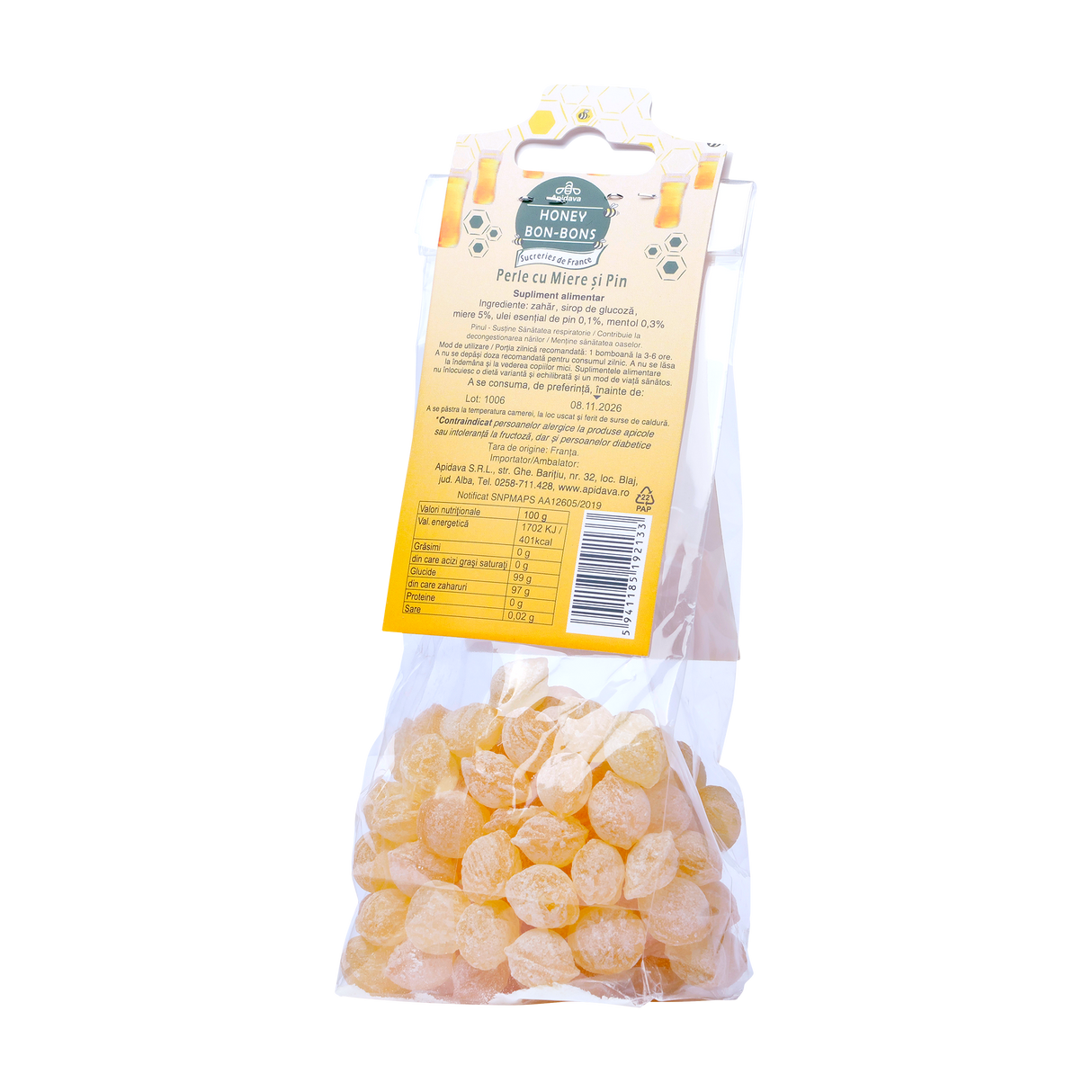 Bomboane perle cu miere si pin 100 g