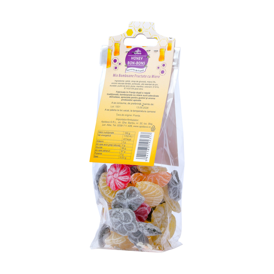 Bomboane cu miere mix fructate 100 g
