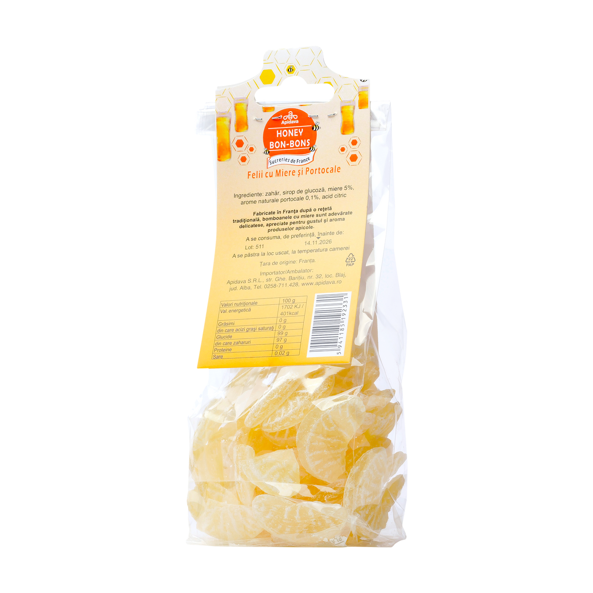 Bomboane cu miere si portocale 100 g