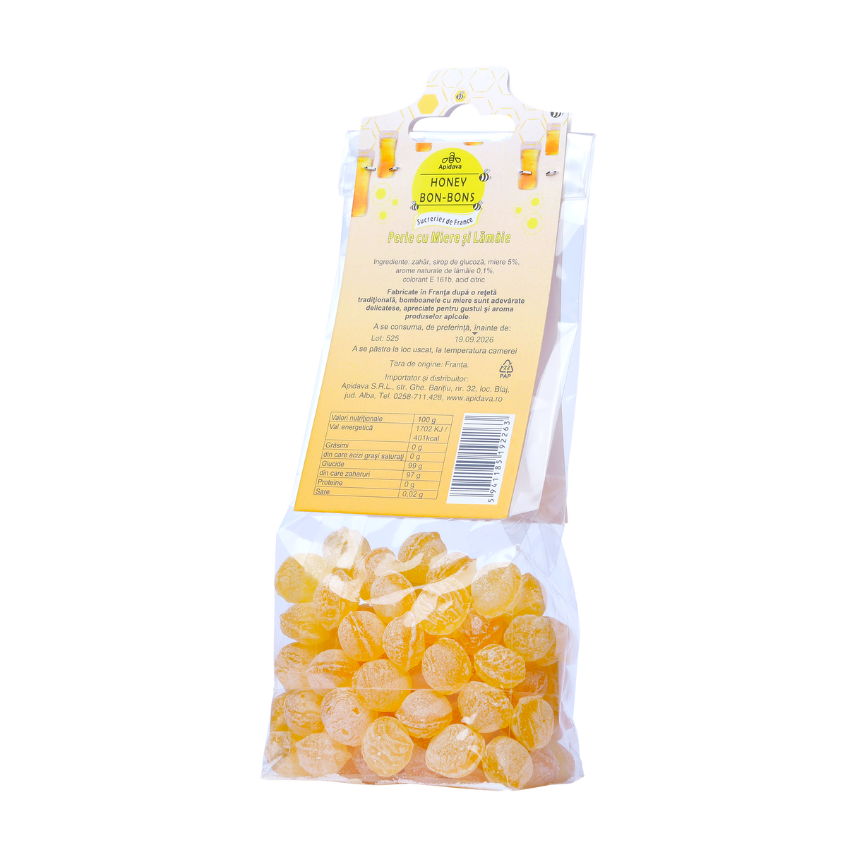 Bomboane perle cu miere si lamaie 100 g