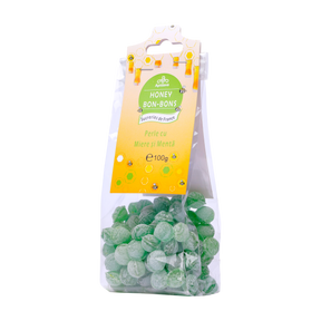 Bomboane perle cu miere si menta 100 g