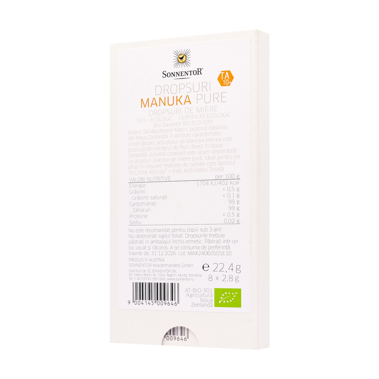 Dropsuri miere manuka TA10+ 8dropsuri Sonnentor 8 dropsuri