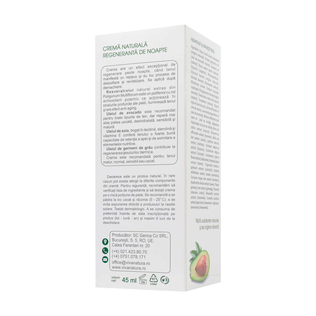 Crema regeneranta de noapte 45 ml