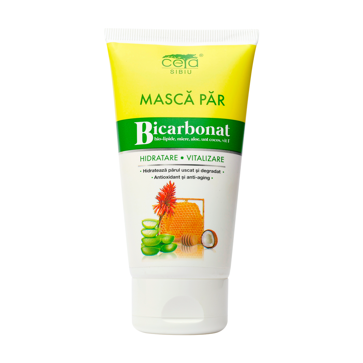 Masca par hidratare si vitalizare cu bicarbonat, bio-lipide, miere, aloe, unt cocos, vitamina F 150 ml