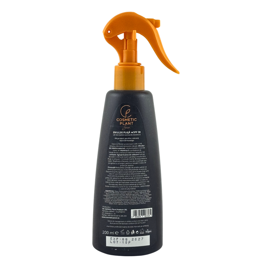 Emulsie plaja Ozon SPF 30 rezistenta la apa cu ulei de masline ozonizat 200 ml