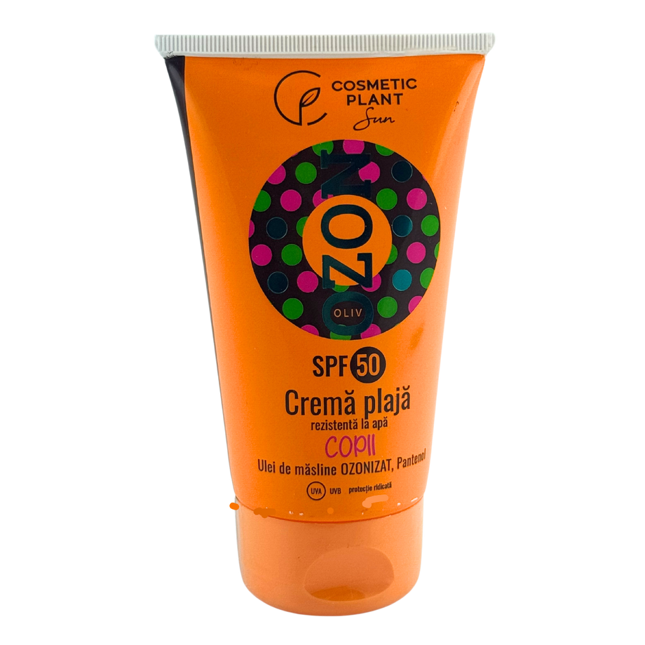 Crema plaja pentru copii OZON SPF 50 rezistenta la apa cu ulei de masline ozonizat 150 ml