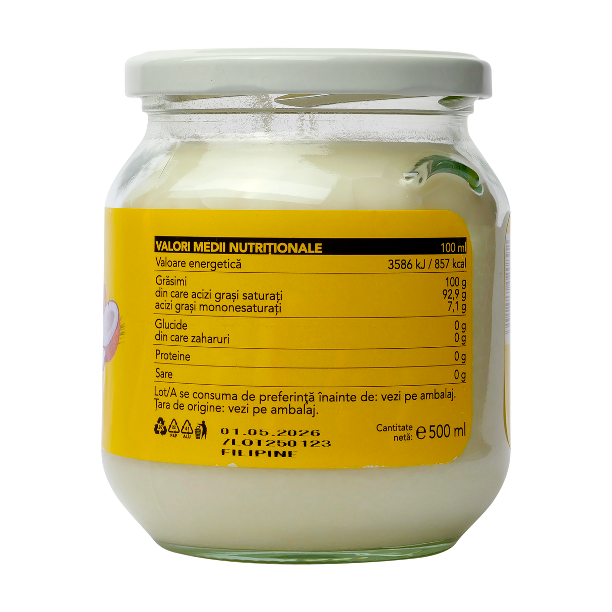 Ulei cocos dezodorizat pentru gatit 500 ml