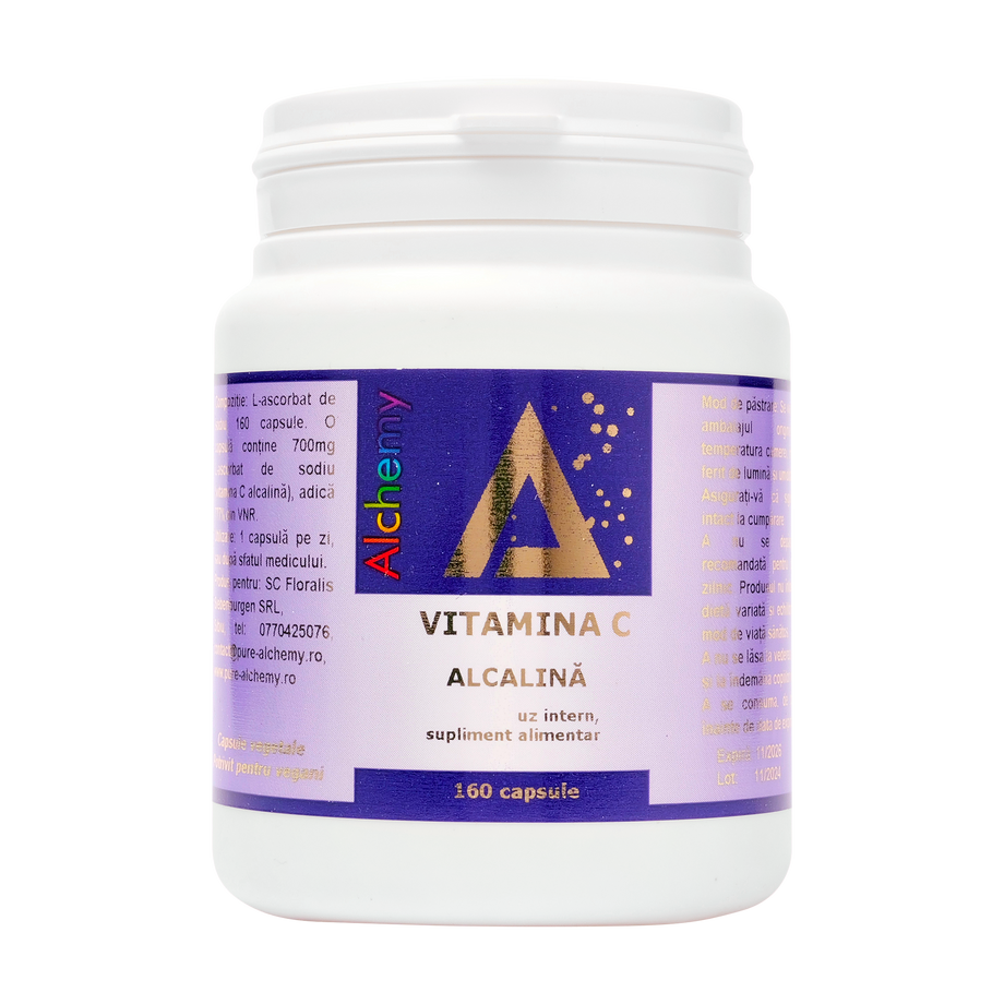 Vitamina C alcalina 100% naturala 160 capsule