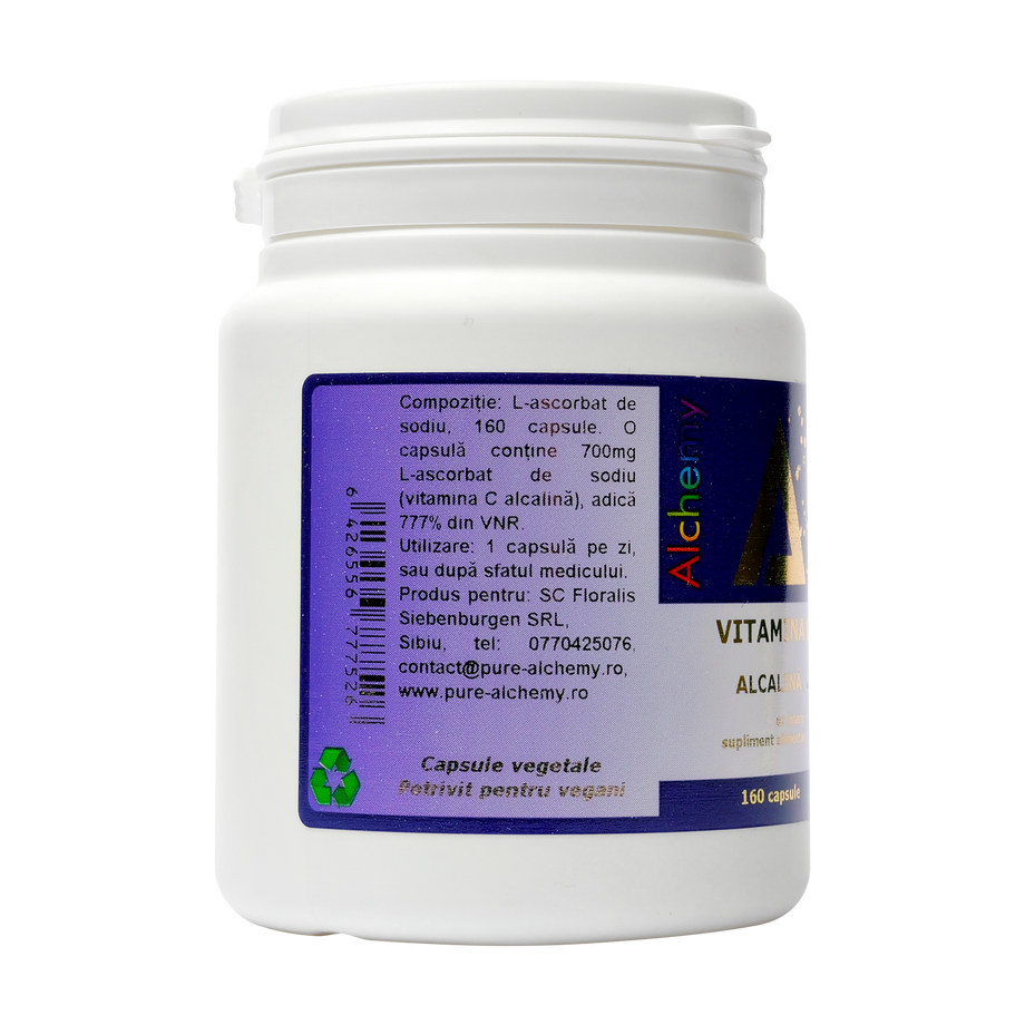 Vitamina C alcalina 100% naturala 160 capsule