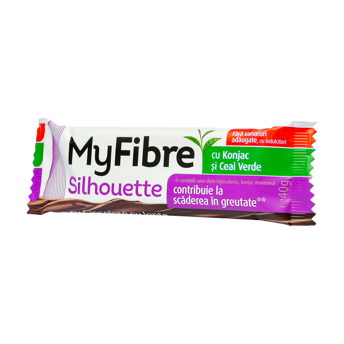 Baton My fibre Silhuette cu glucomannan si ceai verde fara zahar 40 g