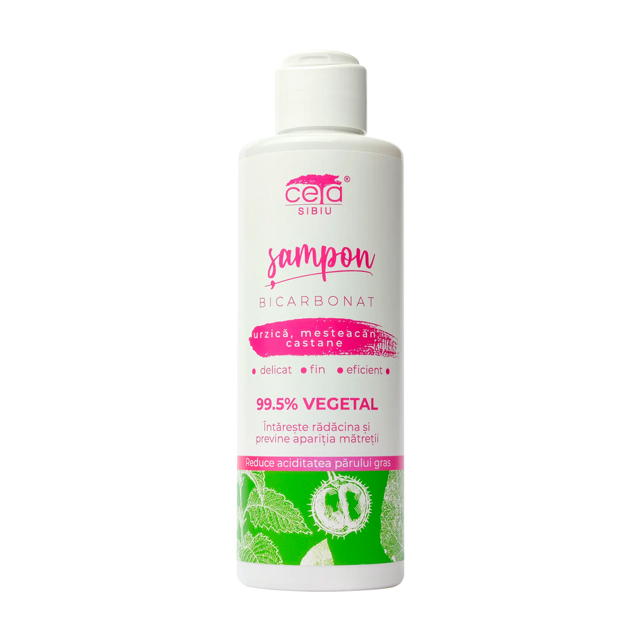 Sampon 99.5% vegetal bicarbonat, urzica, mesteacan, castane 200 ml