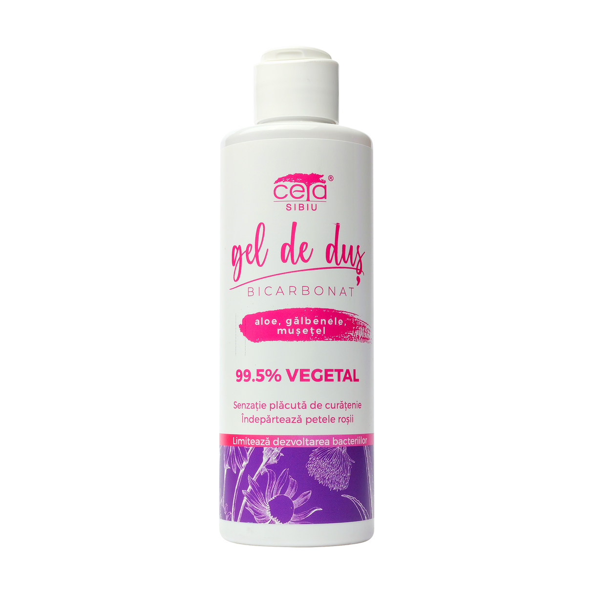 Gel de dus 99.5% vegetal bicarbonat, aloe, galbenele, musetel 200 ml