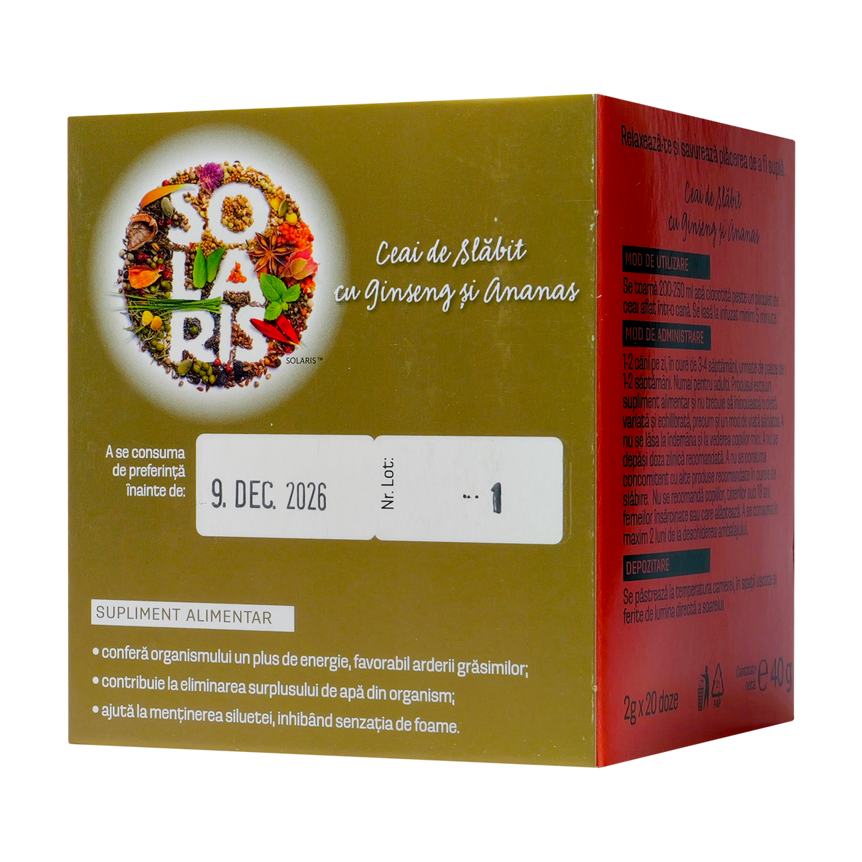 Ceai de slabit cu ginseng si ananas 20 plicuri