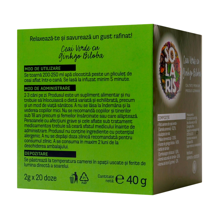 Ceai verde cu ginko biloba 20 plicuri