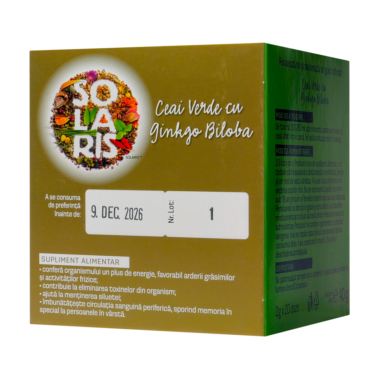 Ceai verde cu ginko biloba 20 plicuri