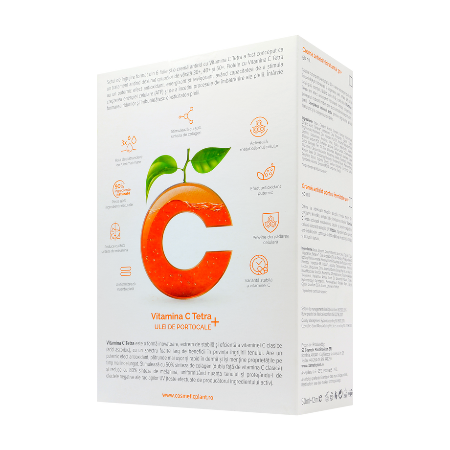 Set cadou vitamina C plus Skin boost 50+ 6fiole*2ml+1crema antirid 50 ml