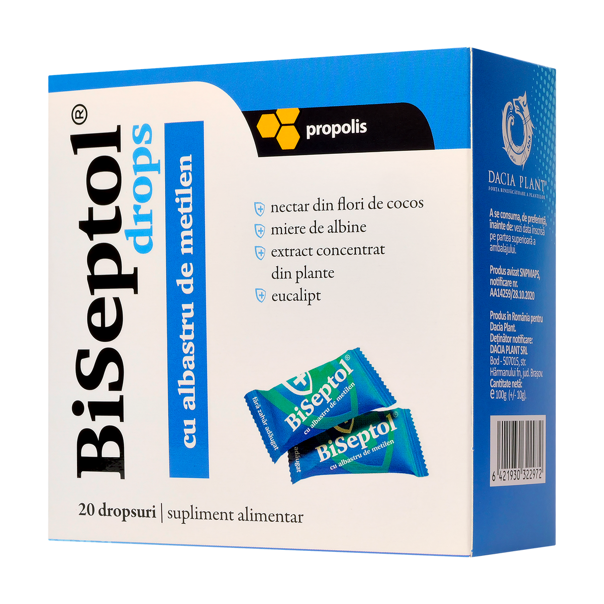 Biseptol dropsuri cu Albastru de Metilen 20 dropsuri