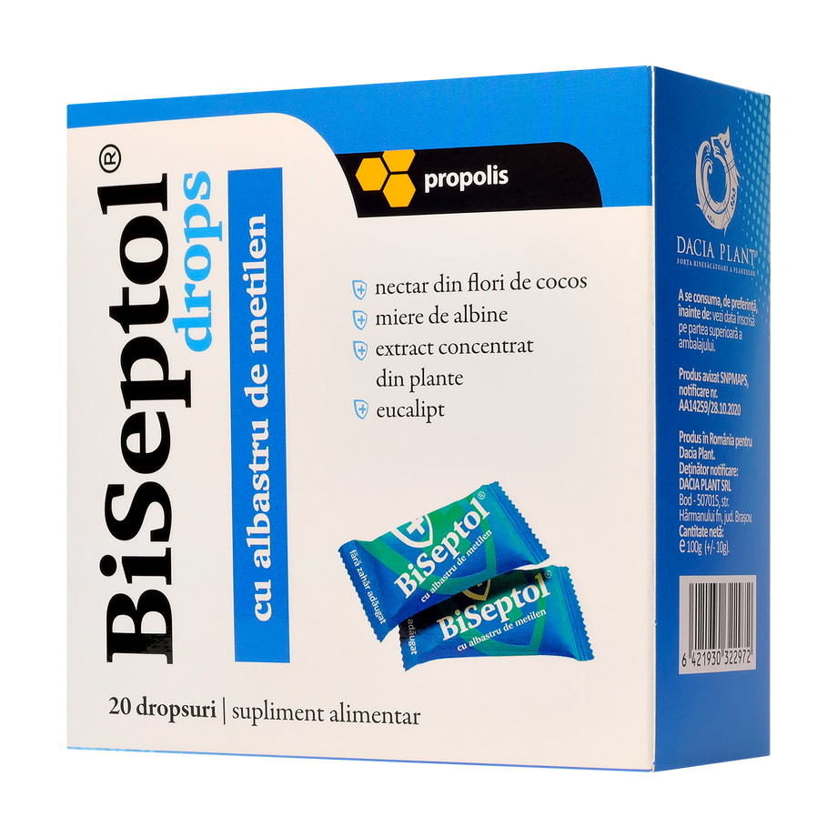 Biseptol dropsuri cu Albastru de Metilen 20 dropsuri