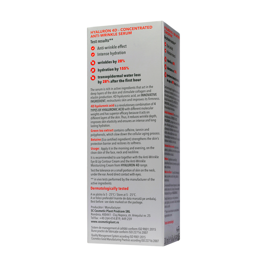 Ser antirid concentrat cu acid hialuronic 4D 30 ml