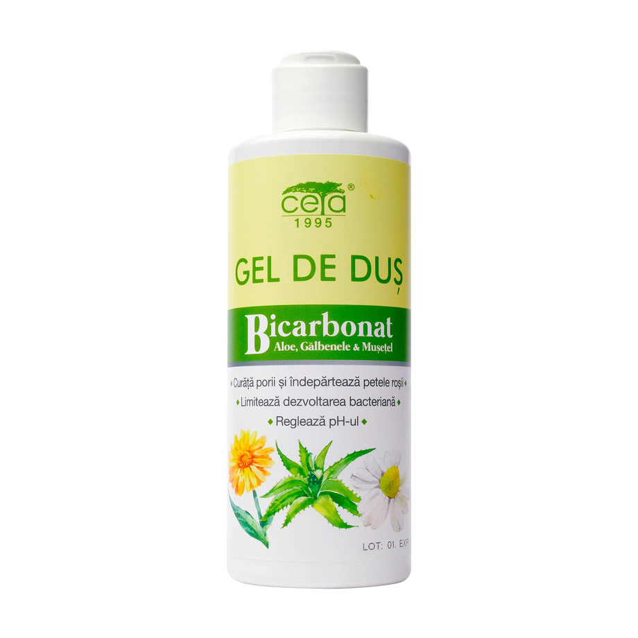 Gel de dus (flacon) cu bicarbonat, aloe, galbenele, musetel si fosfolipide 200 ml