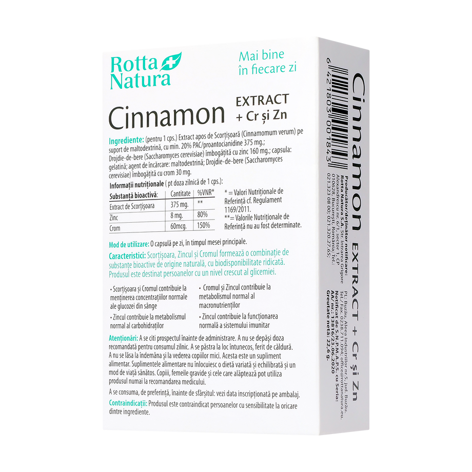 Cinnamon exract si crom si zinc 30 capsule