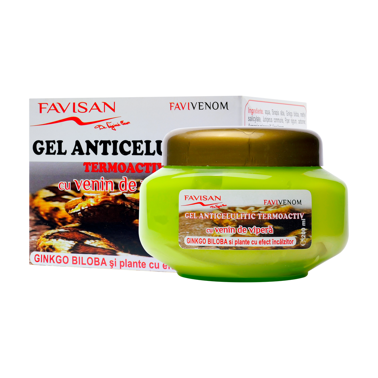 Gel anticelulitic termoactvi cu venin de vipera Favivenom 200 ml