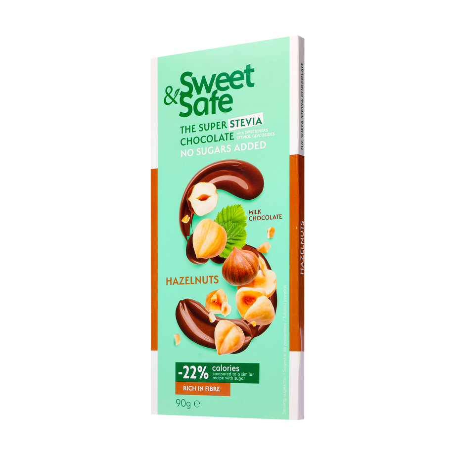 Ciocolata cu lapte cu alune de padure si cu indulcitor stevie 90 g