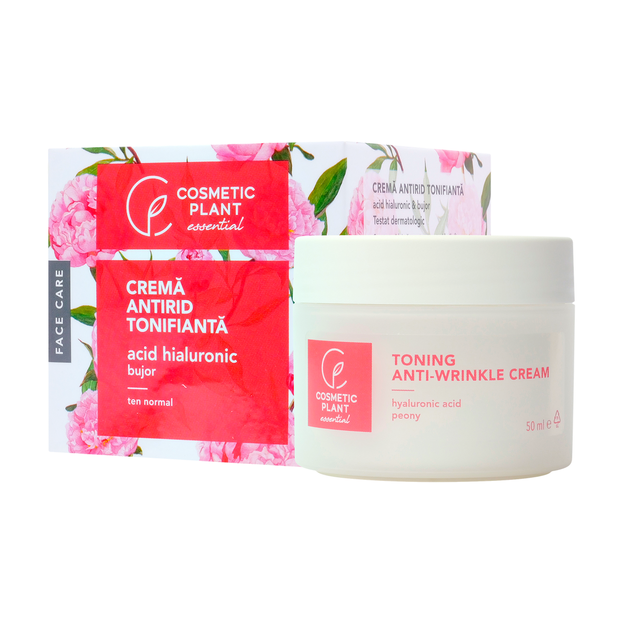 Crema antirid tonifianta cu acid hialuronic si bujor 50 ml