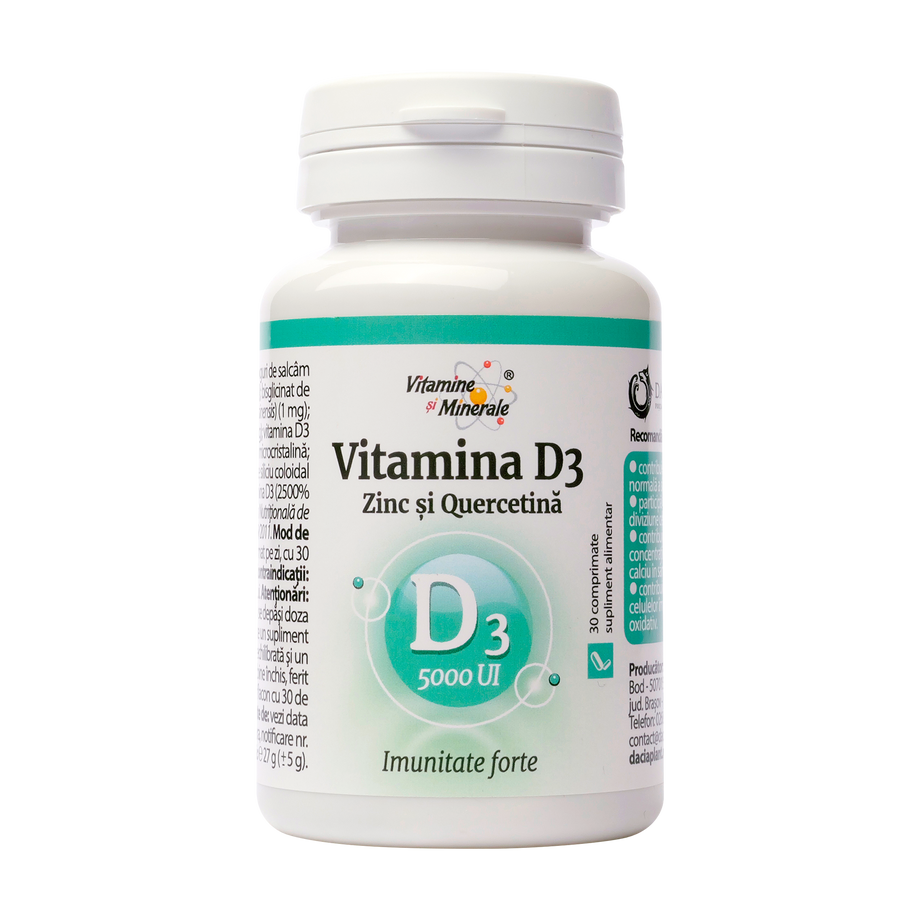 Vitamina D3 5000ui cu zinc si quercetina 30 comprimate