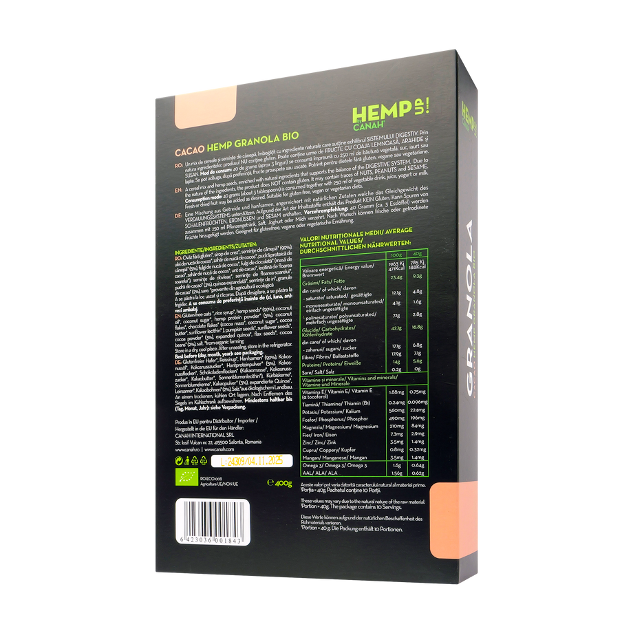 Granola cacao cu canepa 400 g