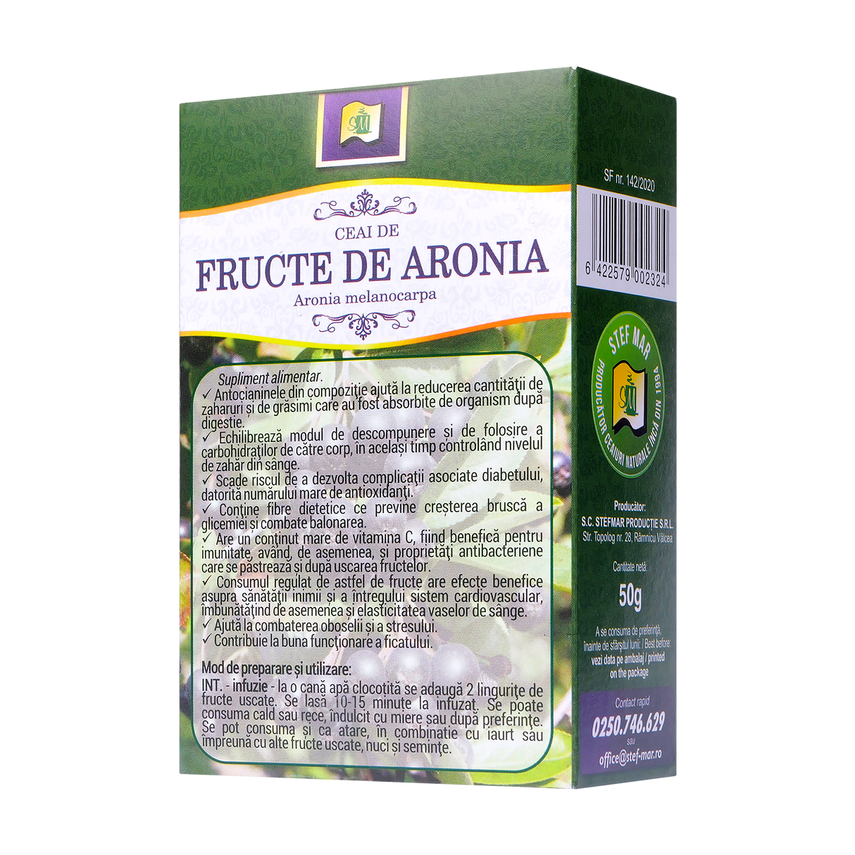 Ceai aronia fructe 50 g