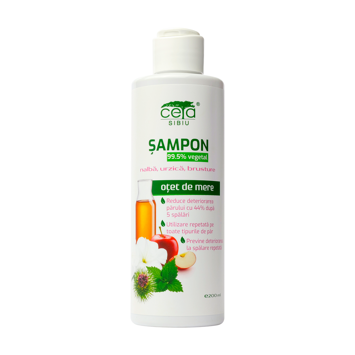 Sampon 99.5% vegetal nalba,urzica,brusture si otet de mere 200 ml