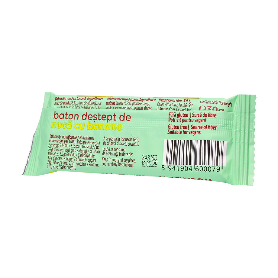 Baton Vegan de Nuca cu Banane fara gluten "Nutribon" 30 g