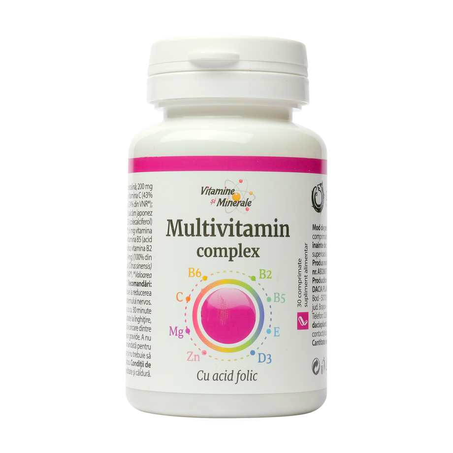 Multivitamin complex cu acid folic 30 comprimate