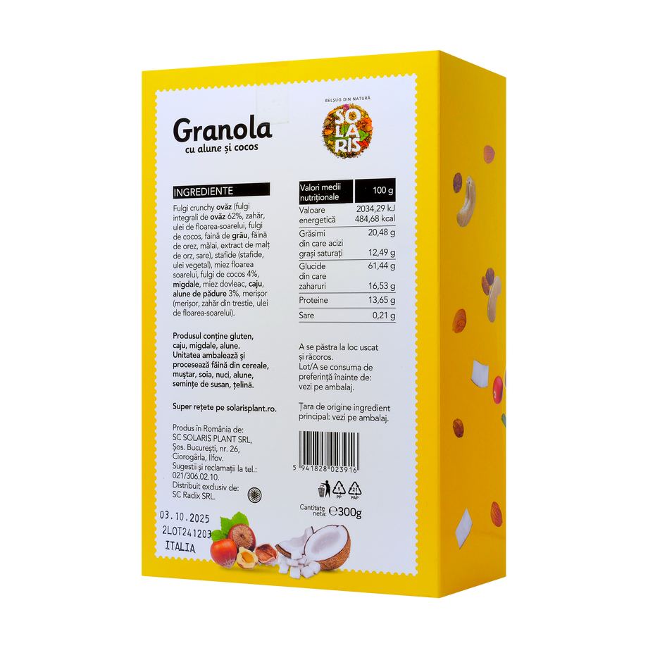 Granola cu alune si cocos 300 g