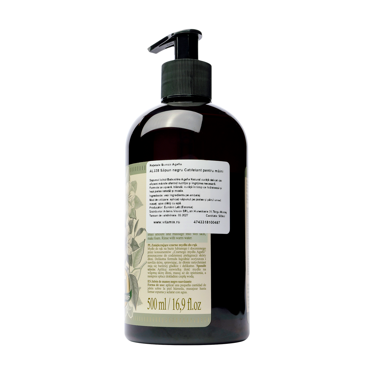 Sapun negu catifelat pentru maini Bunica Agafia 500 ml